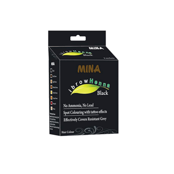 Mina Henna Brow Eye Brow Henna Regular Pack Black Mina Henna Color - Festékek 3X1g