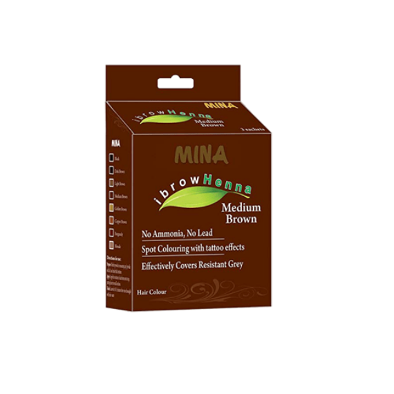 Mina Henna Brow Eye Brow Henna Regular Pack Medium Brown Mina Henna Color - Festékek 3x1 g
